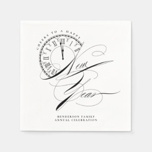 Servilleta De Papel Elegante Año Nuevo en Blanco y Negro