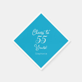 Servilleta De Papel Elegante Aqua Blue Cheers a 55 años 55 cumpleaños