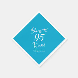 Servilleta De Papel Elegante Aqua Blue Cheers a 95 años 95 cumpleaños
