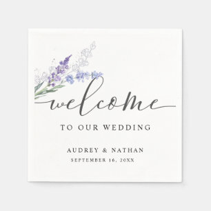 Servilleta De Papel Elegante Aquarela de Lavanda Bienvenida Boda