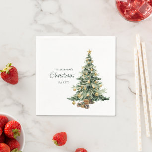 Servilleta De Papel Elegante árbol de acuarela Fiesta de Navidad 