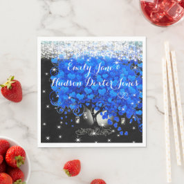 Servilleta De Papel Elegante árbol de hoja de corazón azul real