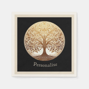Servilleta De Papel Elegante Árbol de la Vida Espiritual Zen de Oro