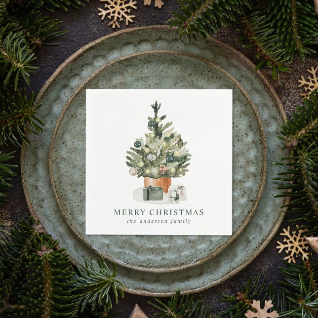Servilleta De Papel Elegante Árbol de Navidad acuarela (Subido por el creador)