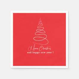 Servilleta De Papel Elegante árbol de Navidad blanco Rojo Navidad 