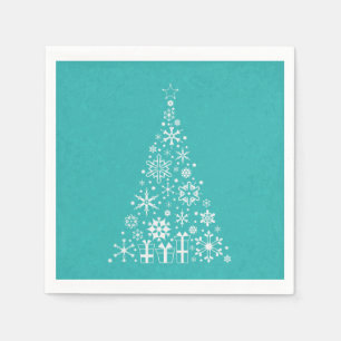 Servilleta De Papel Elegante árbol de Navidad blanco y verde azulado