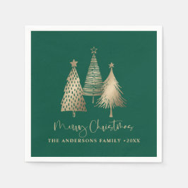 Servilleta De Papel Elegante Árbol de Navidad de Oro Feliz Navidad