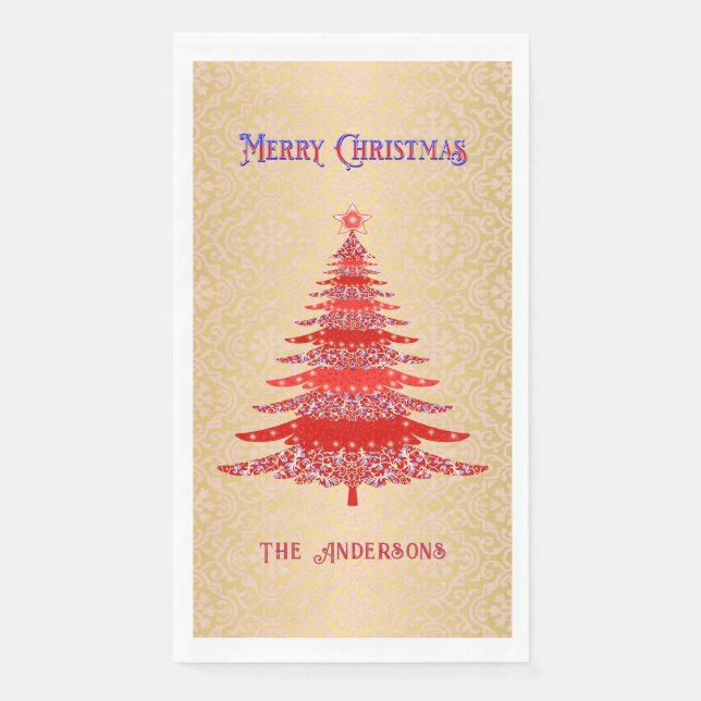 Servilleta De Papel Elegante árbol de Navidad Ornamentos de nombre dor (Anverso)