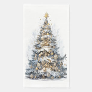 Servilleta De Papel Elegante árbol de Navidad Ornamentos de oro Nieve