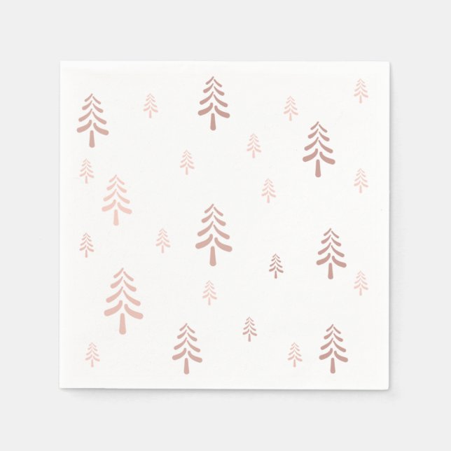 Servilleta De Papel Elegante árbol de navidad rosa (Anverso)