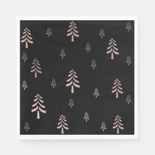 Servilleta De Papel Elegante árbol de Navidad rosa negro y negro