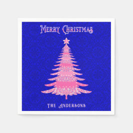 Servilleta De Papel Elegante árbol de navidad rosado personalizado cop