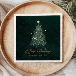 Servilleta De Papel Elegante árbol de Navidad verde dorado festivo
