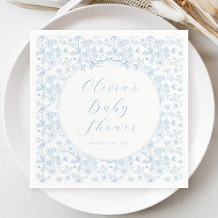 Servilleta De Papel Elegante Arco Azul Floral Vintage Shower de Bebe N