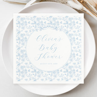 Servilleta De Papel Elegante Arco Azul Floral Vintage Shower de Bebe N