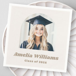 Servilleta De Papel Elegante arco de graduación foto retro nombre neut
