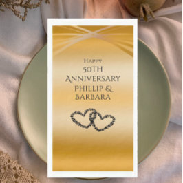 Servilleta De Papel Elegante Arco de Oro 50 Aniversario