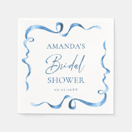 Servilleta De Papel Elegante Arco Dibujado a Mano en Azul Polvoriento 