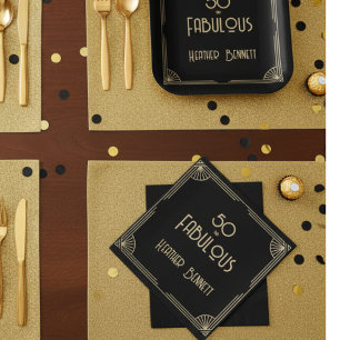 Servilleta De Papel Elegante Art Deco 50 y Cumpleaños Fabuoso