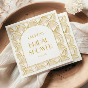 Servilleta De Papel Elegante Arte Deco Geométrico Dorado para Despedid