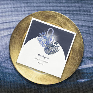 Servilleta De Papel Elegante Arte en Acuarela de Cisnes Azules Hermoso