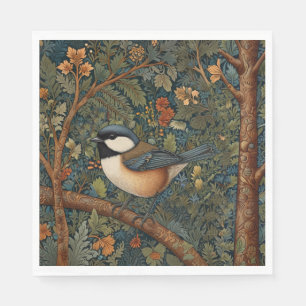 Servilleta De Papel Elegante arte retro modernista ave del bosque