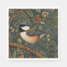 Elegante arte retro nuevo bosque pájaro