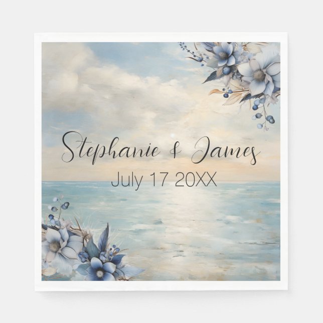 Servilleta De Papel Elegante atardecer sutil y Boda floral (Anverso)