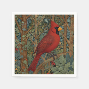 Servilleta De Papel Elegante ave roja retro cardenal Art Nouveau