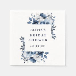 Servilleta De Papel Elegante Azul Marino Floral Campestre Despedida de