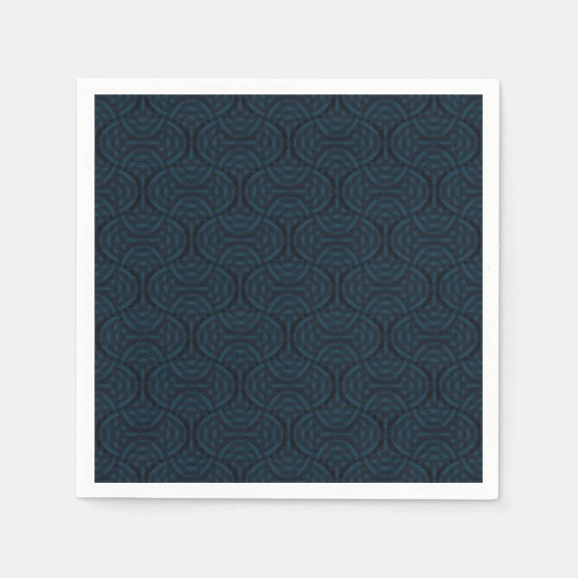 Servilleta De Papel Elegante azul oscuro en estilo art decó. (Anverso)