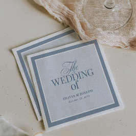 Servilleta De Papel Elegante Azul Polvoriento | Boda Clásica de Lujo