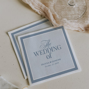 Servilleta De Papel Elegante Azul Polvoriento Boda Clásica de Lujo