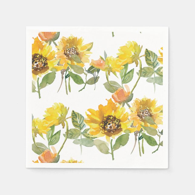 Servilleta De Papel Elegante Baby Shower amarillo girasol (Anverso)