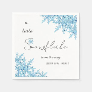 Servilleta De Papel Elegante Baby Shower Blue Little Snowflake de invi