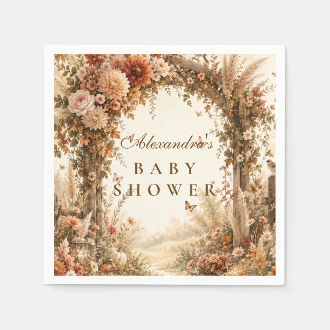Servilleta De Papel Elegante Baby Shower Boho de Otoño (Anverso)
