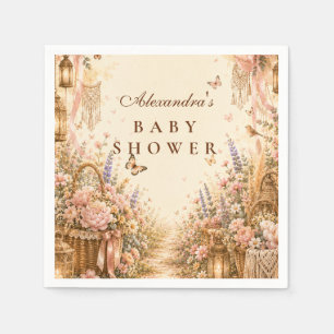 Servilleta De Papel Elegante Baby Shower Boho Mariposa