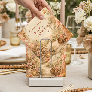 Servilleta De Papel Elegante Baby Shower Boho Rosa