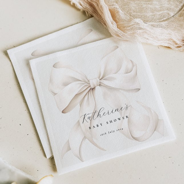 Servilleta De Papel Elegante Baby Shower Bow Blanco (Subido por el creador)
