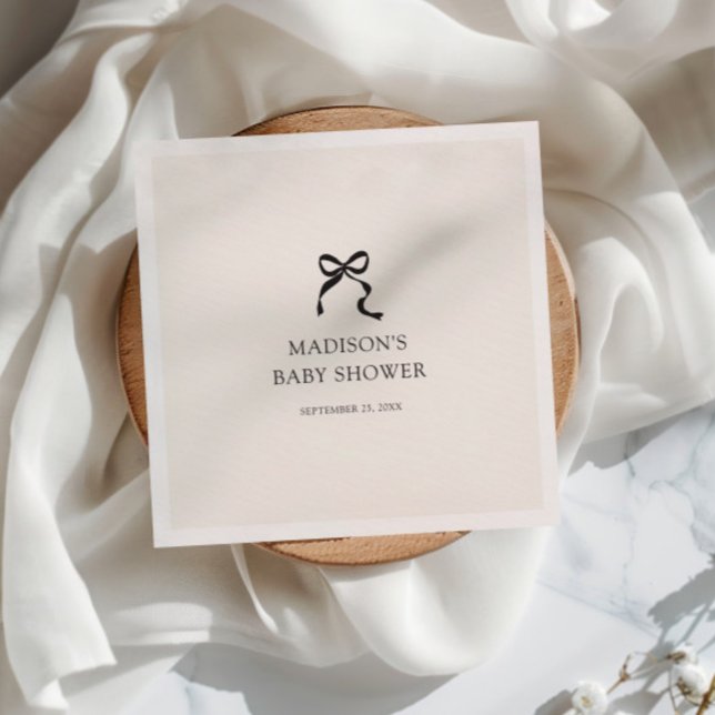 Servilleta De Papel Elegante Baby Shower Bow Minimal (Subido por el creador)
