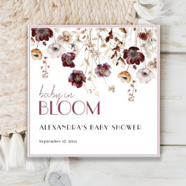 Servilleta De Papel Elegante Baby Shower Burgundy Wildflowers
