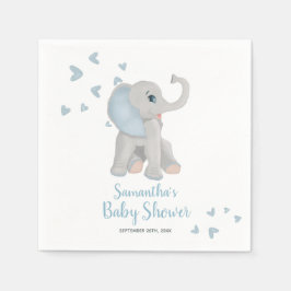Servilleta De Papel Elegante Baby Shower de color azul elefante lindo