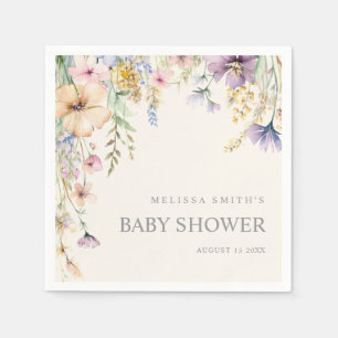 Servilleta De Papel Elegante Baby Shower de flores silvestres botánica