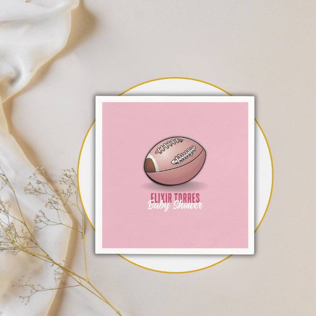 Servilleta De Papel Elegante Baby Shower de Fútbol Rosa (Subido por el creador)