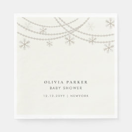 Servilleta De Papel Elegante Baby Shower de invierno con copos de niev