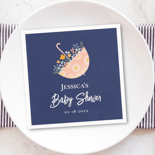 Servilleta De Papel Elegante Baby Shower de paraguas rosados (Subido por el creador)
