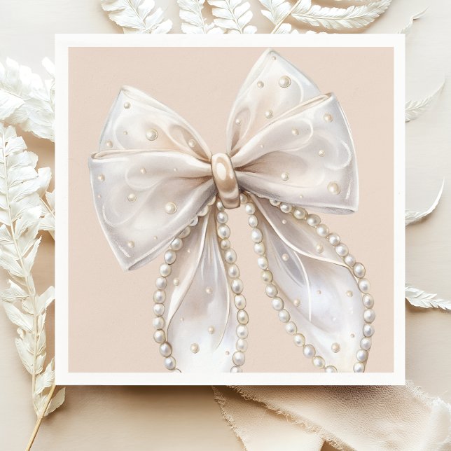 Servilleta De Papel Elegante Baby Shower de Pearl Bow Blanco (Subido por el creador)