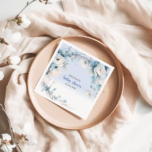 Elegante Baby Shower Dusty Blue Floral