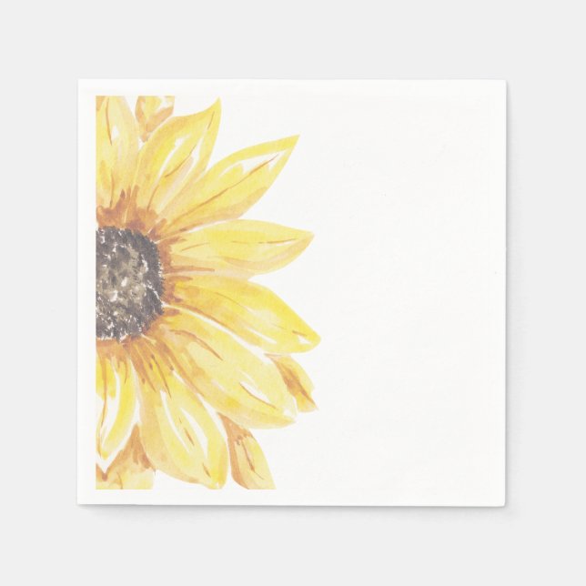 Servilleta De Papel Elegante Baby Shower floral amarillo girasol (Anverso)