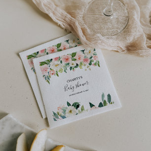 Servilleta De Papel Elegante Baby Shower floral verde